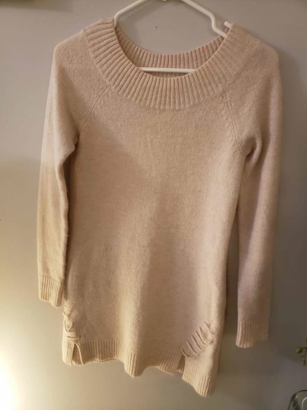 Ricki's Cream Scoop-Neck Ribbed Trim Sweater